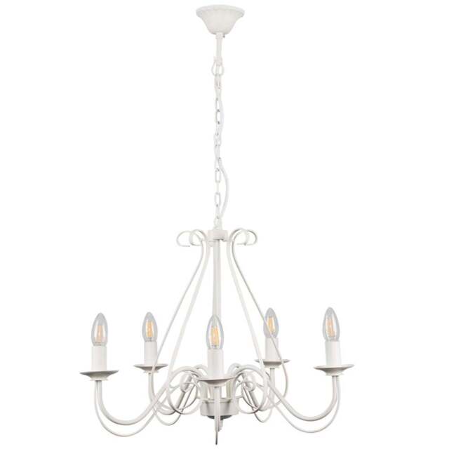 ValueLights 5 Way Ivory White Chandelier - Size: 110 x 60 x 60cm - Wilko - image 1