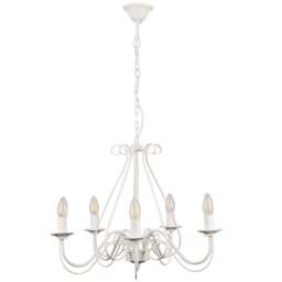 ValueLights 5 Way Ivory White Chandelier - Size: 110 x 60 x 60cm - Wilko