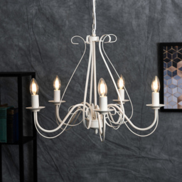 ValueLights 5 Way Ivory White Chandelier - Size: 110 x 60 x 60cm - Wilko - thumbnail 3