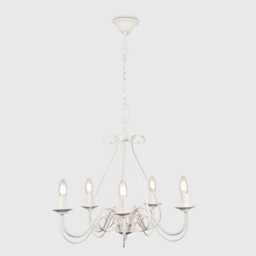 ValueLights 5 Way Ivory White Chandelier - Size: 110 x 60 x 60cm - Wilko - thumbnail 5