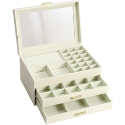 H&O Direct 3 Tier White PU Leather Jewellery Organiser - Size: 13.5 x 26.5 x 18cm - Wilko - thumbnail 4