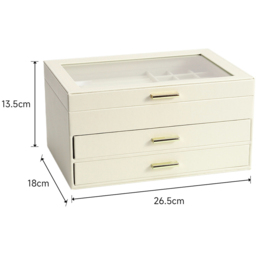 H&O Direct 3 Tier White PU Leather Jewellery Organiser - Size: 13.5 x 26.5 x 18cm - Wilko - thumbnail 6