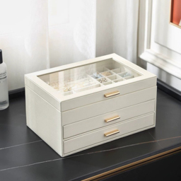 H&O Direct 3 Tier White PU Leather Jewellery Organiser - Size: 13.5 x 26.5 x 18cm - Wilko - thumbnail 3