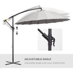 Outsunny Grey Crank Handle Cantilever Banana Parasol 3m - Wilko - thumbnail 6