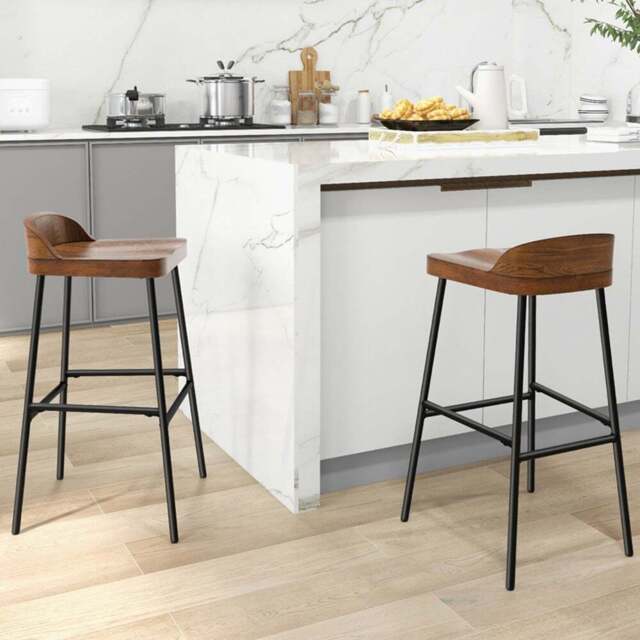 Costway Brown Bar Stool Set of 2 - Wilko - image 1