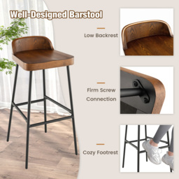 Costway Brown Bar Stool Set of 2 - Wilko - thumbnail 5