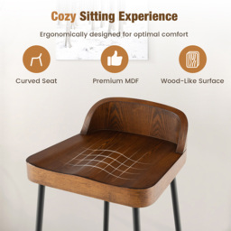 Costway Brown Bar Stool Set of 2 - Wilko - thumbnail 6