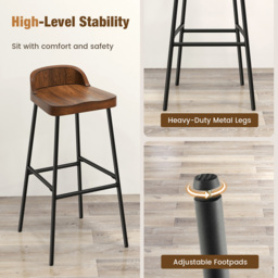 Costway Brown Bar Stool Set of 2 - Wilko - thumbnail 7