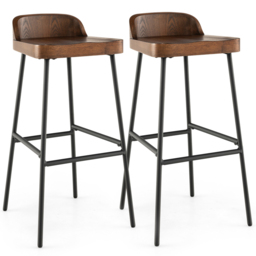 Costway Brown Bar Stool Set of 2 - Wilko - thumbnail 3