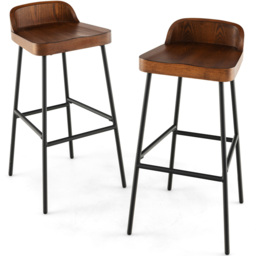 Costway Brown Bar Stool Set of 2 - Wilko - thumbnail 4