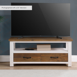 Baumhaus Splash of White 2 Drawer Single Shelf Widescreen White Television Cabinet - Wilko - thumbnail 7