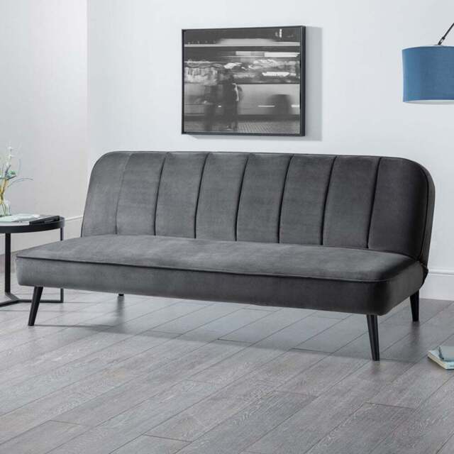 Julian Bowen Miro 3 Seater Grey Velvet Sofa Bed - Wilko - image 1