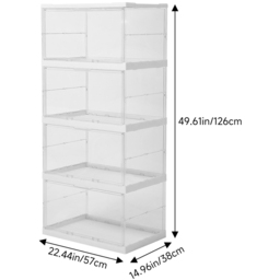 H&O Direct 4 Shelf Transparent Foldable Storage Box with Magnetic Doors - Size: 126 x 57 x 38cm - Clear - Wilko - thumbnail 7