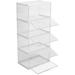 H&O Direct 4 Shelf Transparent Foldable Storage Box with Magnetic Doors - Size: 126 x 57 x 38cm - Clear - Wilko - thumbnail 1