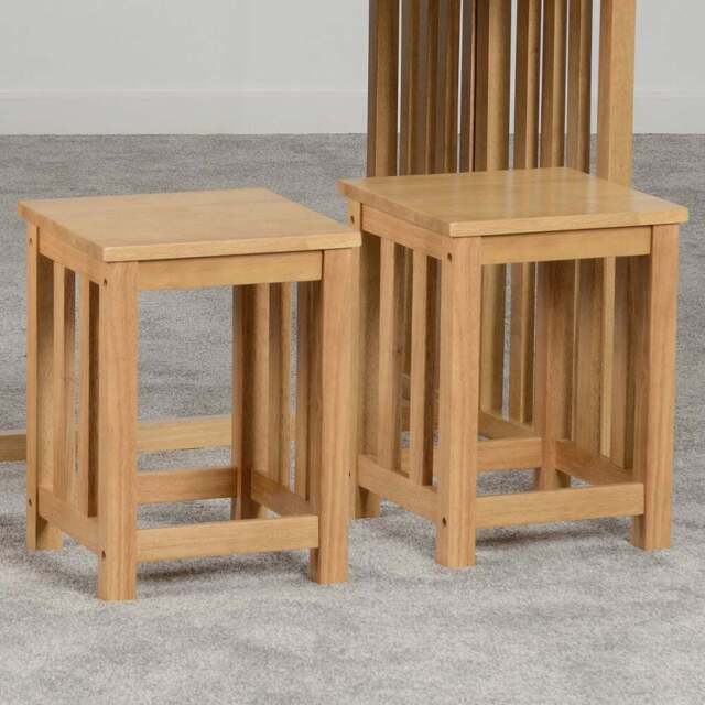 Seconique Richmond Oak Varnish Stool Set of 2 - Size: 2 Seater - Brown - Wilko - image 1