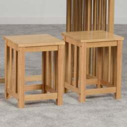 Seconique Richmond Oak Varnish Stool Set of 2 - Size: 2 Seater - Brown - Wilko