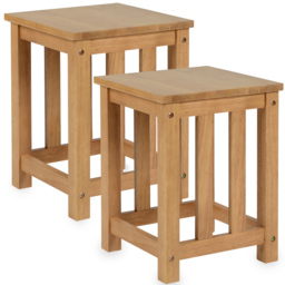 Seconique Richmond Oak Varnish Stool Set of 2 - Size: 2 Seater - Brown - Wilko - thumbnail 4