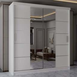 Sliding Wardrobes 4U 2 Sliding Door White Half Mirrored Wardrobe 180cm - Size: 2 Door - Wilko - thumbnail 1