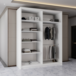 Sliding Wardrobes 4U 2 Sliding Door White Half Mirrored Wardrobe 180cm - Size: 2 Door - Wilko - thumbnail 4