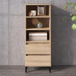 vidaXL 2 Drawer 3 Shelf Sonoma Oak Highboard - Size: 110 x 40 x 36cm - Cream - Wilko - thumbnail 1