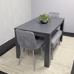 Kosy Koala 6 Seater Dining Set with Bench Dark Grey and Grey Velvet - Multi - Wilko - thumbnail 4