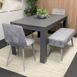 Kosy Koala 6 Seater Dining Set with Bench Dark Grey and Grey Velvet - Multi - Wilko