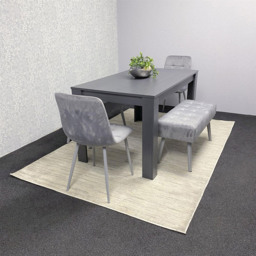Kosy Koala 6 Seater Dining Set with Bench Dark Grey and Grey Velvet - Multi - Wilko - thumbnail 3