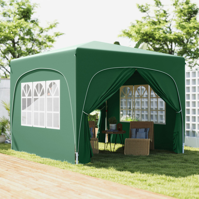 Outsunny 3 x 3m Dark Green UPF50+ Pop Up Gazebo with Sides and Carry Bag - Wilko - image 1