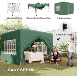 Outsunny 3 x 3m Dark Green UPF50+ Pop Up Gazebo with Sides and Carry Bag - Wilko - thumbnail 5