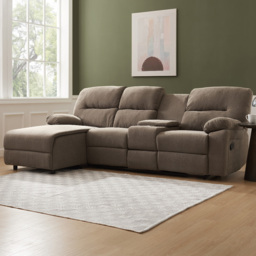 Home Detail Jacob 3 Seater Brown Right Hand Chaise Manual Recliner Sofa - Wilko - thumbnail 1