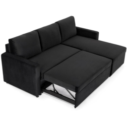 Home Detail Dorset Small Double Sleeper Black Velvet Pull Out Sofa Bed with Storage - Size: 3 Seater - Wilko - thumbnail 7