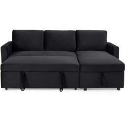 Home Detail Dorset Small Double Sleeper Black Velvet Pull Out Sofa Bed with Storage - Size: 3 Seater - Wilko - thumbnail 4