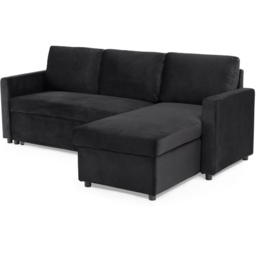 Home Detail Dorset Small Double Sleeper Black Velvet Pull Out Sofa Bed with Storage - Size: 3 Seater - Wilko - thumbnail 3