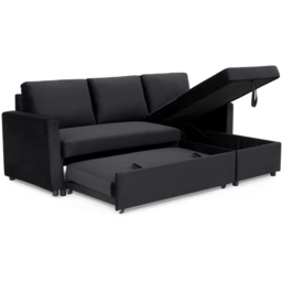 Home Detail Dorset Small Double Sleeper Black Velvet Pull Out Sofa Bed with Storage - Size: 3 Seater - Wilko - thumbnail 6