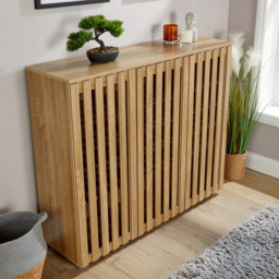 Home Source Halden 3 Door Oak Shoe Cabinet with Adjustable Shelves - Size: 98.2 x 114 x 33.6cm - Brown - Wilko - thumbnail 6