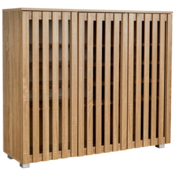Home Source Halden 3 Door Oak Shoe Cabinet with Adjustable Shelves - Size: 98.2 x 114 x 33.6cm - Brown - Wilko - thumbnail 3