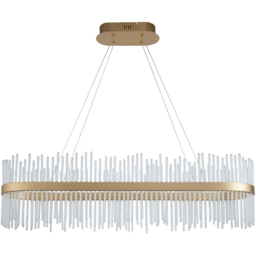 Merano Trapani Clear Glass Brushed Gold Plated Bar Pendant Ceiling Light - Size: 95 x 25 x 165cm - Wilko