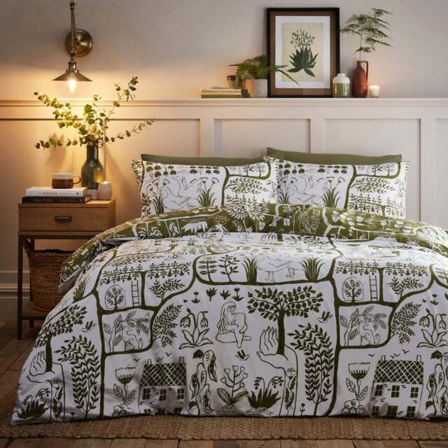 furn. Frida Double Moss Duvet Set - Green - Wilko - image 1