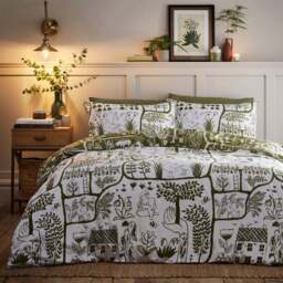 furn. Frida Double Moss Duvet Set - Green - Wilko