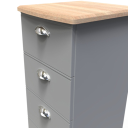 Crowndale Victoria 5 Drawer Dusk Grey and Oak Tall Bedside Cabinet - Wilko - thumbnail 7