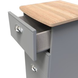 Crowndale Victoria 5 Drawer Dusk Grey and Oak Tall Bedside Cabinet - Wilko - thumbnail 6