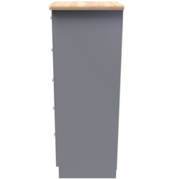 Crowndale Victoria 5 Drawer Dusk Grey and Oak Tall Bedside Cabinet - Wilko - thumbnail 4