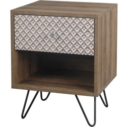 Casablanca Single Drawer Wood Effect Bedside Table - Brown - LPD Home - Wilko - thumbnail 4