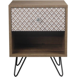 Casablanca Single Drawer Wood Effect Bedside Table - Brown - LPD Home - Wilko - thumbnail 3