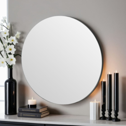 Yearn Simple Black Round Wall Mirror 70cm - Wilko - thumbnail 3