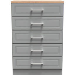 Crowndale Kent 5 Drawer Dusk Grey and Bardolino Oak Chest of Drawers - Wilko - thumbnail 4