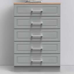 Crowndale Kent 5 Drawer Dusk Grey and Bardolino Oak Chest of Drawers - Wilko - thumbnail 1