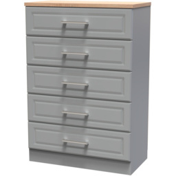 Crowndale Kent 5 Drawer Dusk Grey and Bardolino Oak Chest of Drawers - Wilko - thumbnail 3