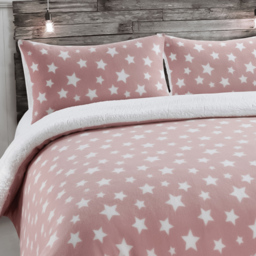 Velosso Single Blush Teddy Fleece Stars Duvet Set - Pink - Wilko - thumbnail 3