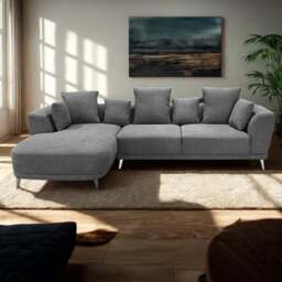 DS Living The Nova 3 Seater Grey Fabric Left Hand Corner Lounger Sofa - Wilko - thumbnail 1